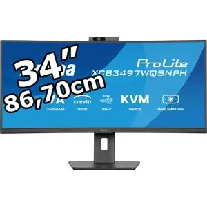 iiyama Prolite XCB3497WQSNPH 34" Curved Monitor - 21:9 UWQHD 1500R Curved Display für ein immersives Seherlebnis, ideal für Gaming und Multitasking