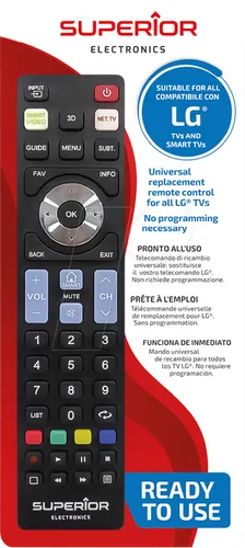 SUPER LG - Superior Ersatzfernbedienung für LG TVs - Universalfernbedienung für LG-TVs, sofort betriebsbereit ohne Programmierung, steuert alle Smart TV- und 3D-Funktionen.