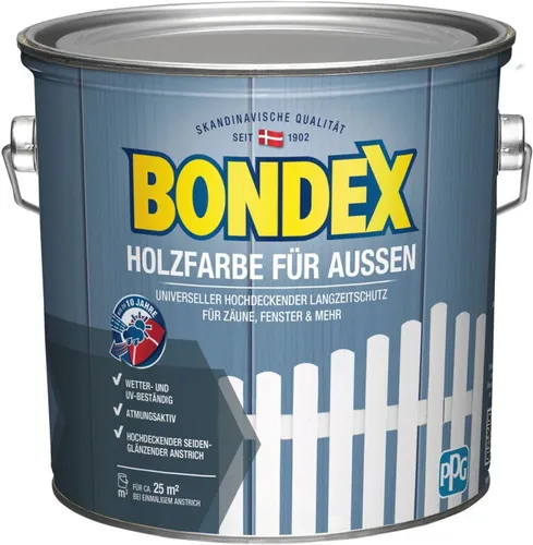 BONDEX Holzfarbe für Außen, 2,5 l - Langzeitschutz & Wetterschutz in Anthrazit - Farben & Lacke - BONDEX Holzfarbe für Außen bietet bis zu 10 Jahre langanhaltenden Wetterschutz und ist ideal für Zäune und Gartenmöbel. Hochdeckend und atmungsaktiv schützt sie Ihre Holzoberflächen vor Witterungseinflüssen.