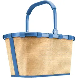 reisenthel carrybag frame raffia blue BK4122 - Einkaufstaschen & Einkaufstrolleys, stilvoller Einkaufskorb aus hochwertigem recyceltem Polyester im eleganten Rattan-Look mit robustem Aluminiumrahmen für Leichtigkeit und Komfort.