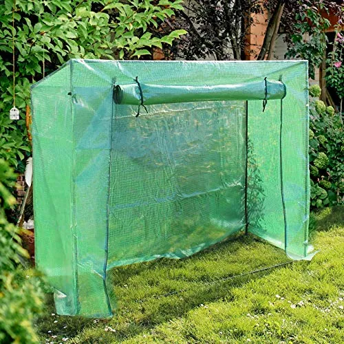 Wiltec Gewächshaus 200 x 77 x 169 cm - Foliengewächshaus mit Reißverschluss, stabiler Metallrahmen und UV-beständiger Folie, ideal für Hobby-Gärtner und den Schutz von Pflanzen.