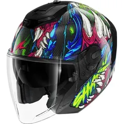 Shark RS Jet Carbon Shaytan Jethelm - Größe L für Männer - Motorradhelm mit kratzfestem Visier und integriertem Sonnenvisier, ideal für Brillenträger und perfekten Tragekomfort.