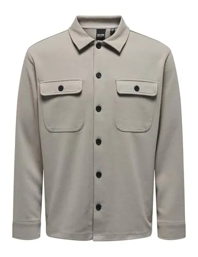 ONLY & SONS Herren Freizeit Hemd ONSNEWKODYL - Vintage Khaki Melange - Herrenhemden im Regular Fit, modisches Overshirt aus angenehmem Material, ideal kombinierbar für einen stylishen Look.