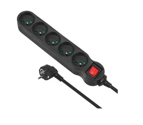 Maclean MCE185 Verlängerungskabel 5 m 5 AC-Ausgänge Drinnen Schwar 5902211108122