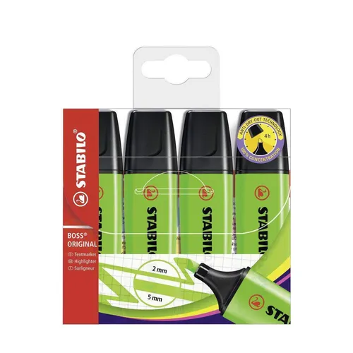 Textmarker - STABILO BOSS ORIGINAL - 4er Pack - grün