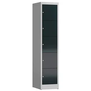 ClassiX Schließfachschrank X-523518, anthrazit, 5 Fächer - Stabiler Schließfachschrank aus Stahl mit 5 Fächern und Zylinderschloss für sichere Aufbewahrung. Ideal für Büros oder Schulen, komplett montiert geliefert.