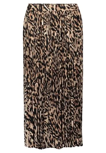 Betty Barclay Damen Plisseerock mit Gummizug 40, Schwarz/Beige - Röcke für Damen, figurumspielender Plisseerock mit modischem Animal-Muster, ideal für lässige Freizeitlooks und bequemen Tragekomfort dank Gummizug.