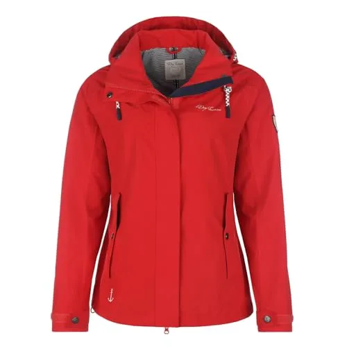 Dry Fashion Damen Funktionsjacke Norderney - Wasserdichte Outdoor-Jacke in Rot, Größe 42 - Funktionale Funktionsjacke für Damen mit atmungsaktiver, winddichter und wasserdichter Beschaffenheit. Ideal für jedes Wetter und modisch mit gestreiftem Innenfutter.