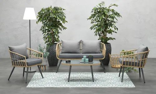 Garden Impressions FRANKLIN Alu Lounge Set - Gartenmöbel-Sets: Modernes Aluminium-Lounge Set mit Openwicker-Geflecht, wetterfesten Sitzflächen und inklusive Kissen für optimalen Komfort im Freien.
