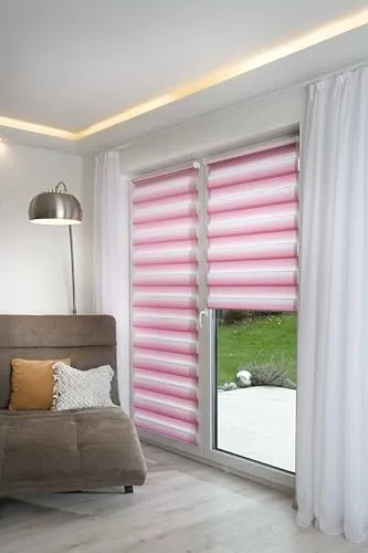 K-Home® Klemmfix Doppelrollo Madrid - Farbverlauf Pink 80x200 cm - Elegantes Doppelrollo mit einzigartigem Farbverlauf. Einfache Montage ohne Bohren, inkl. Zubehör. Optimaler Licht- und Sichtschutz, ideal für jedes Zuhause.