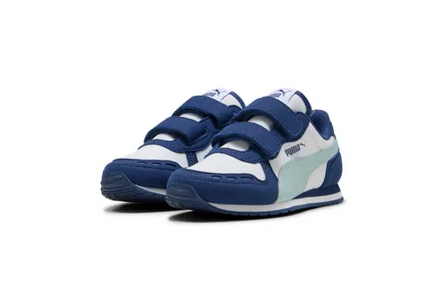 Puma Cabana Racer SL 20 V PS Sneaker für Kinder, Weiß-Fresh Water-Blue Jewel, Größe 32 EU - Stylische Lo-Profil-Laufschuhe für Kinder mit atmungsaktivem Mesh-Futter und abriebfester Gummi-Außensohle. Ideal für den täglichen Einsatz und ein sportliches Auftreten.
