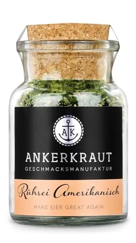 Ankerkraut Rührei Amerikanisch, kochen, Gewürzsalz für Ei, Spiegelei, Rührei und Omelette zum Frühstück, mit Salz, Zwiebel und Schnittlauch, 70 g im Korkenglas
