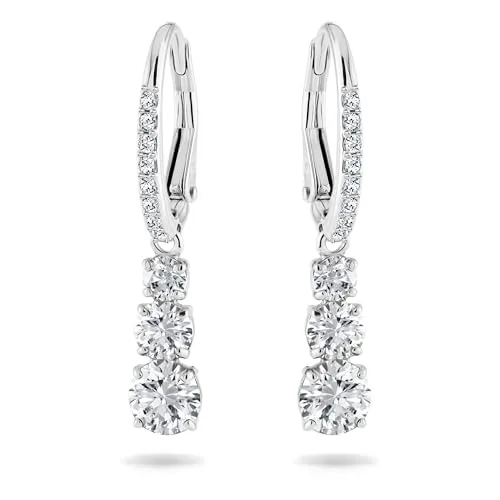 Swarovski Attract Trilogy Ohrringe - Weiss, Rhodiniert mit 3 klaren Swarovski Kristallen, perfekter Schmuck für jeden Anlass und ideal als Geschenk