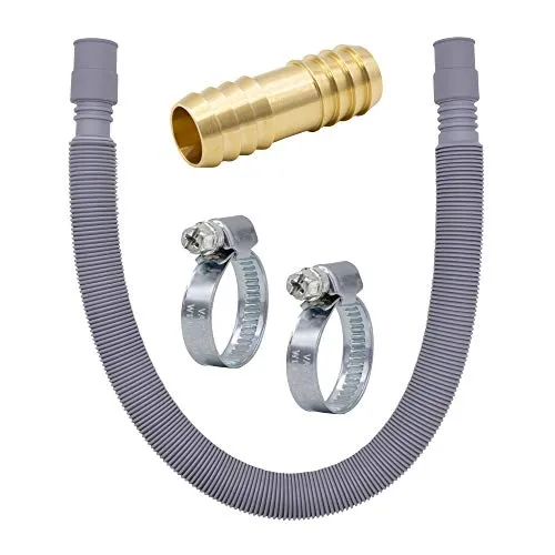 VARIOSAN Ablaufschlauch Verlängerung Set - Flexibles Verlängerung Set für Waschmaschine und Geschirrspüler, ausziehbar von 60-200 cm, inkl. robustem Messing Schlauchverbinder und Schlauchschellen.