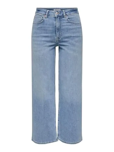 ONLY High-Waist-Jeans "ONLMADISON BLUSH" für Damen, Größe S, Länge 32, light blue denim - Stylische High-Waist-Jeans mit weitem Bein in heller Waschung. Das elastische Denim sorgt für hohen Tragekomfort und einen modernen Look. Ideal für den täglichen Einsatz!