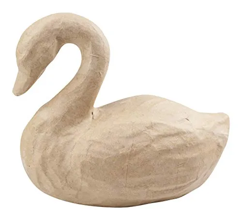 Décopatch SA192C Schwan (aus Pappmaché, Größe S, 16,5 x 8,5 x 14 cm, zu Personalisieren) 1 Stück natur