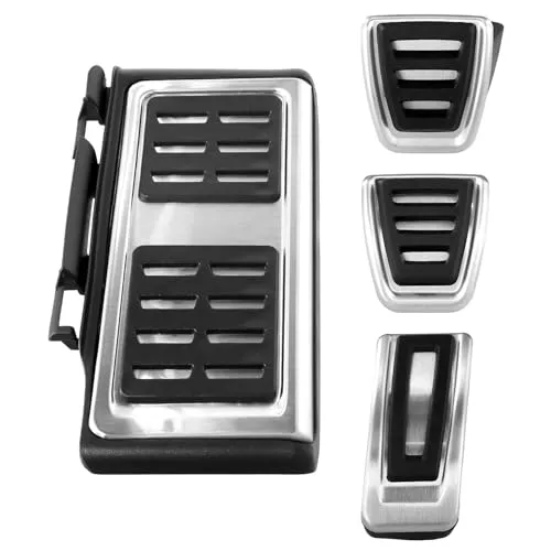 QWORK® 4 Stück Edelstahl Bremsfußstütze Pedalkappen Set, Bremse Fußpedal Accelerator Abdeckung, Kompatibel mit Golf 7, VW, Passat B8 Manuellen Version