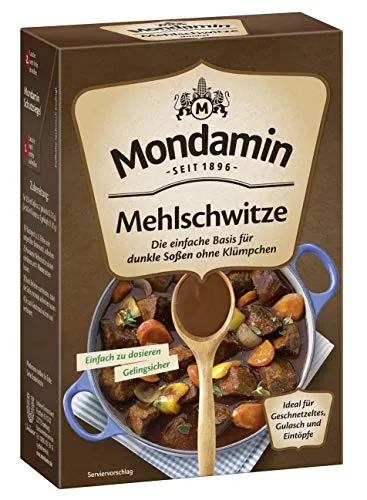 Mondamin Klassische Mehlschwitze Dunkel 250 g - Stärke & Bindemittel, unkompliziert und gelingsicher, bindet garantiert ohne Klümpchen für vollmundige Soßen.