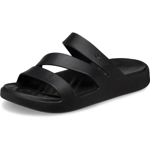 Crocs Sandale Getaway Strappy - Leicht, Nahtlos & Flexibel in Schwarz (Größe 39-40) - Badeschuhe mit innovativer Free Feel Technology für schwerelosen Komfort und optimale Bewegungsfreiheit. Ideal für jeden Anlass und perfekt für den Sommer!