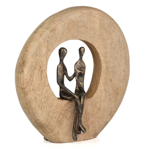Moritz Skulptur Niemals allein 24,5 x 23 cm - Figuren & Skulpturen, handgefertigte Kombination aus Aluminium und Mangoholz mit liebevoller Botschaft: Du bist niemals allein – ein perfektes Geschenk.