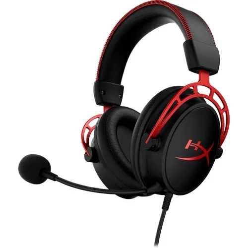HYPERX Cloud Alpha - Over-ear Gaming Headset in Schwarz Rot, Noise-Cancelling für ungestörtes Gaming und Musikgenuss