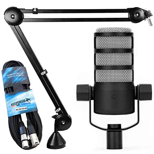Rode Podmic Podcast-Mikrofon + PSA1 Gelenkarm-Tisch-Stativ + keepdrum XLR-Kabel