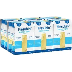 Fresubin Energy Fibre Vanille 24x200ml - Nahrungsergänzungsmittel für Erwachsene, hochkalorisch und eiweißreich, ideal zur Unterstützung bei erhöhtem Energiebedarf. Glutenfrei und laktosearm.