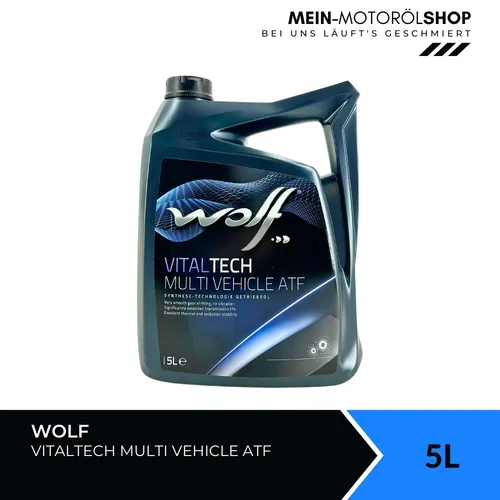 WOLF VITALTECH MULTI VEHICLE ATF Getriebeöl 5L - Automatikgetriebeöl für zahlreiche Fahrzeugmarken, sorgt für optimalen Schutz und Leistung des Getriebes, ideal für professionelle Ölwechsel.