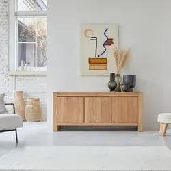 Tikamoon Sideboard aus Eichenholz 160 Eden - Praktisches 3-türiges Sideboard aus FSC®-zertifizierter Eiche, ideal für Ihr Esszimmer. Bietet großzügigen Stauraum und überzeugt durch seine natürliche Optik. Maße: H 70 × B 160 × T 50 cm.