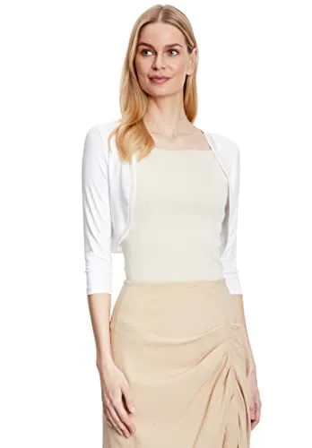 Vera Mont Damen Bolero 0037/4808 in Offwhite - Eleganter Langarm-Bolero aus hochwertigem Jersey, perfekt für festliche Anlässe und stilvolle Outfits.