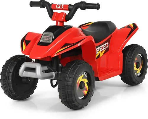 GOPLUS Kinderauto Quad ATV 6V Elektrofahrzeug mit Vor- und Rückwärtsschalter, Miniquad, Elektro Motorrad für Kinder ab 3 Jahren bis zu 30kg tragbar (Rot)