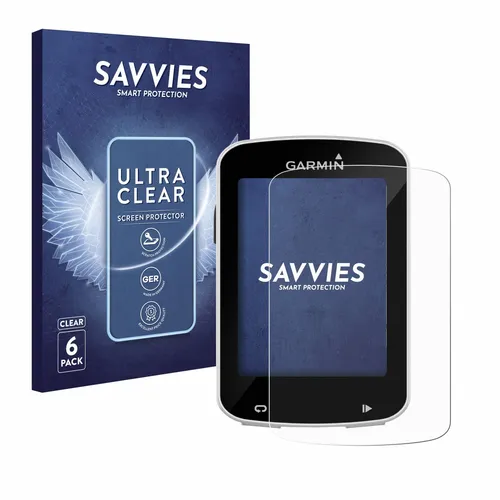Savvies 6 Stück Schutzfolie für Garmin Edge Explore 820 Displayschutz-Folie Ultra-Transparent
