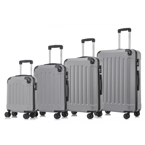 Koffer Suitcase Set - Hellgrauer Trolley Reisekoffer mit 4 Rollen - Praktisches Koffer Set in Hellgrau, ausgestattet mit 4 stabilen Rollen und einem Teleskopgriff für mühelosen Transport. Ideal für jeden Reisenden, der Wert auf Komfort legt.