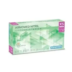 ARNOMED Nitril Peppermint Green Einmalhandschuhe, puderfrei, grün 386-XS , 1 Packung = 100 Stück, Größe XS