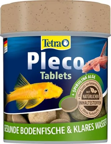 Tetra Pleco Tablets - Nährstoffreiches Fischfutter für pflanzenfressende Bodenfische, mit Spirulina für Gesundheit und Vitalität, 120 Tabletten