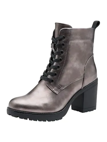 Marco Tozzi Damen Stiefelette 2-25204-41, Pewter, 37 EU - Wanderschuhe mit veganen Materialien und der innovativen Feel Me Sohle für optimalen Tragekomfort, perfekt für stilvolle Auftritte im Alltag.