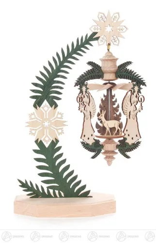 DREGENO Sockel mit Zweig/Engel Weihnachtsmann - Weihnachtlicher Zierschmuck aus dem Erzgebirge, handgefertigt aus Holz, ideal für stimmungsvolle Weihnachtsdekoration.