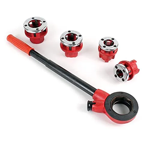 Wiltec Gewindeschneider Set 7-tlg. mit Schneidkluppe - Leitungsschneider-Set aus hochwertigem Stahl, ideal für präzise Gewindeschneiderarbeiten in beengten Räumen, inklusive praktischem Koffer für sicheren Transport.