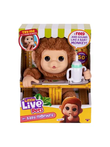 Little Live Pets My Baby Monkey - Kuscheltiere – Interaktives Plüschspielzeug mit über 50 Geräuschen und Reaktionen, perfekt für Kinder ab 4 Jahren, die einen liebevollen Begleiter suchen.