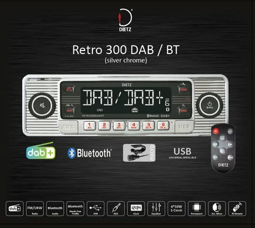Dietz Retro Radio 300DAB/BT - DAB+, Bluetooth & MP3 - Radios im Retrodesign mit modernster Technik: DAB+ Digitalradio, Bluetooth Freisprechen & Audiostreaming für besten Klanggenuss.