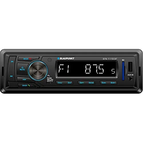 Blaupunkt BPA1119BT Autoradio - 1 DIN, Bluetooth, USB, Schwarz, FM-Tuner mit 18 Speicherstationen und integriertem Mikrofon für besten Musikgenuss unterwegs