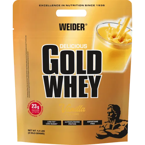 WEIDER Gold Whey Protein 2 kg Beutel - Schoko oder Vanille - Protein Shakes & Muskelaufbau, hochwertiges Whey Protein für Muskelaufbau und Regeneration, erhältlich in leckerem Schoko oder Vanille.