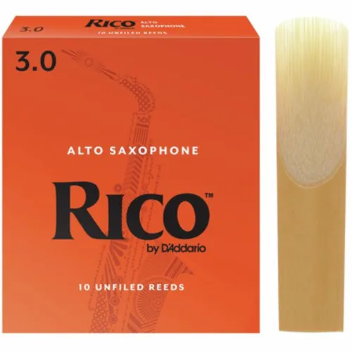 DAddario Woodwinds Rico Alto Sax 3.0 - Instrumentenzubehör: Hochwertige Rico Blätter für Altsaxophon, Stärke 3,0, bieten kraftvollen Ton und leichte Ansprache, ideal für Schüler und Profis, 10 Stück pro Packung.