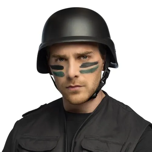 Boland - Helm Army, Militärhelm, Kopfbedeckung für Kostüm, Zubehör für Faschingskostüme, Karneval, Mottoparty, nero