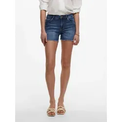 ONLY Damen Denim Jeans Shorts - Dunkelblau XL - Damen-Shorts mit normalem Schnitt und mittlerer Taille für optimalen Komfort. Praktisches Design mit Knopfleiste und Reißverschluss, ideal für den Sommer.