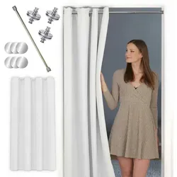 tinycurtains Thermo Türvorhang mit Magneten und Stange - Einfach zu montierender Türvorhang (210 x 150 cm) mit stufenlos anpassbarer Teleskopstange (55-90 cm). Bietet thermische Isolation und 100% Sichtschutz – ideal für jeden Türrahmen, ganz ohne Bohren!