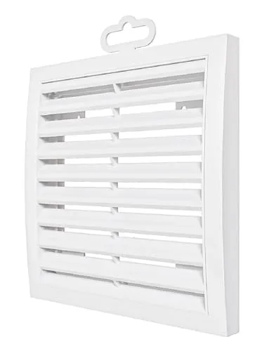 Lüftungsgitter Abdeckung Weiß aus ASA-Kunststoff 150 x 150 mm Eckig - Abluftgitter Lamellengitter Küche Bad Garage Wandgitter