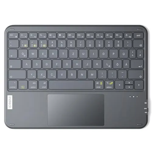 Inateck Tablet Tastatur mit Touchpad, Ultraleicht & Kabellos - Tastatur für iPad und Windows mit Bluetooth 5.3, unterstützt 3 Geräte und hat ein präzises Touchpad für ein bequemes Tipperlebnis.