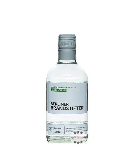Berliner Brandstifter alkoholfrei 0,35l - Edles Destillat ohne Alkohol - Erleben Sie den Berliner Brandstifter alkoholfrei: eine geschmackvolle Alternative zu Gin, hergestellt durch sorgfältige Einzeldestillation. Perfekt für kreative alkoholfreie Cocktails und leichte Speisen.