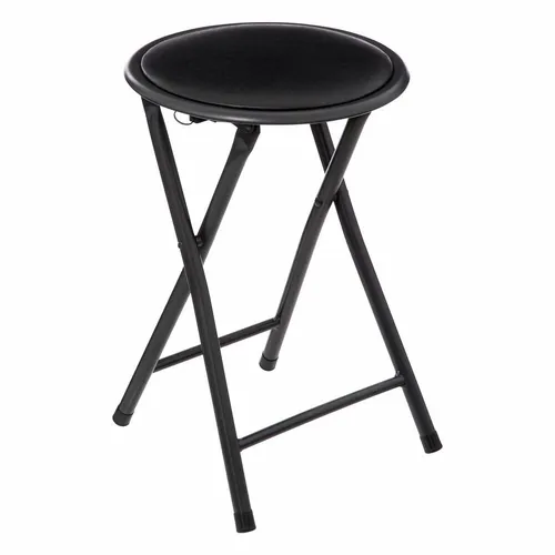 SCHWARZER KLAPPHOCKER von Atmosphera - Praktischer, zusammenklappbarer Hocker in elegantem Schwarz. Ideal für Gartenmöbel, leicht zu transportieren und platzsparend zu verstauen.